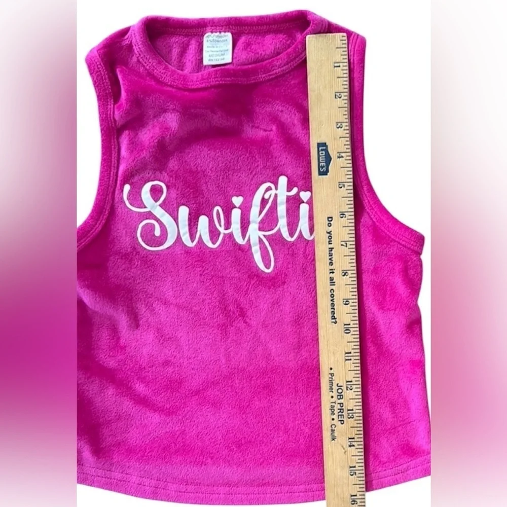 Swiftie Youth Fuschia sleeveless velour tank top concert fans Era tour inspired